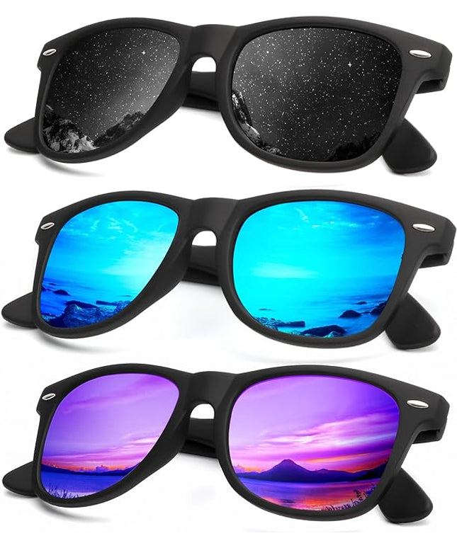 KALIYADI Polarized Sunglasses for Men and Women Matte Finish Sun glasses Color Mirror Lens UV Blocking (3 Pack)