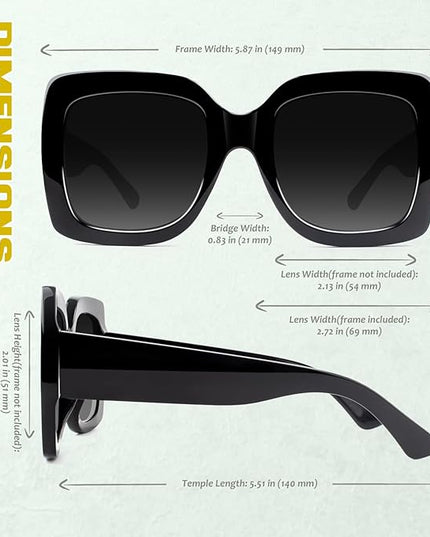 GQUEEN Oversized Square Frame Sunglasses Womens Retro Vintage Trendy Shades,S904