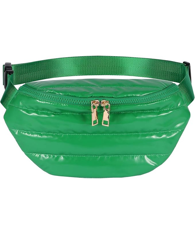 Fanny Packs for Women Fashion Waist Packs Quilted Puffer Belt Bag Puffy Crossbody Bags Sling Purse for Women Travel Running