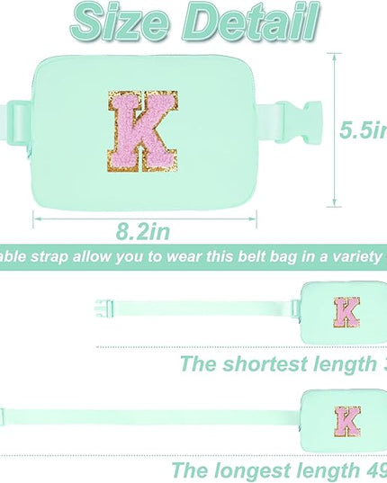 Uygafly Belt Bag Fanny Pack Crossbody Bags with Initials Letter Patch Cute Stuff Birthday Gifts for Teenager Girls Trendy Stuff for Teens | Light Green,K