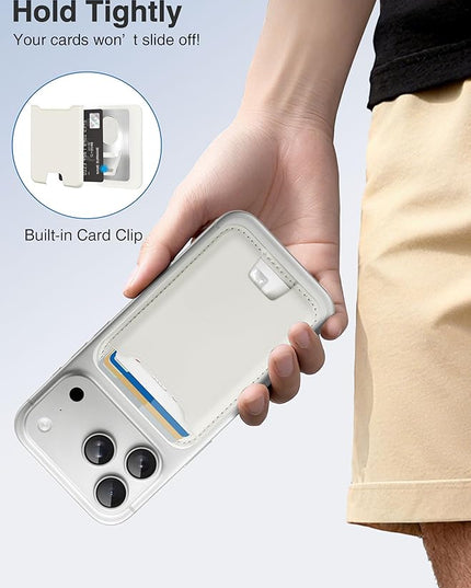 TopMade for Magsafe Wallet, Strongest Magnetic Card Holder for iPhone 17, iPhone 16/15/14/13/12 Series, Leather Magnetic Phone Wallet with Powerful Magnets, RFID Blocking, Fit 4 Cards, Milky White