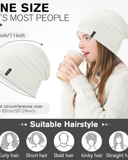 Slouchy Beanie for Women Men Soft Cotton Chemo Hats Double-Layer Warm Beanie Cap for Daily Wear & Transitional Seasons