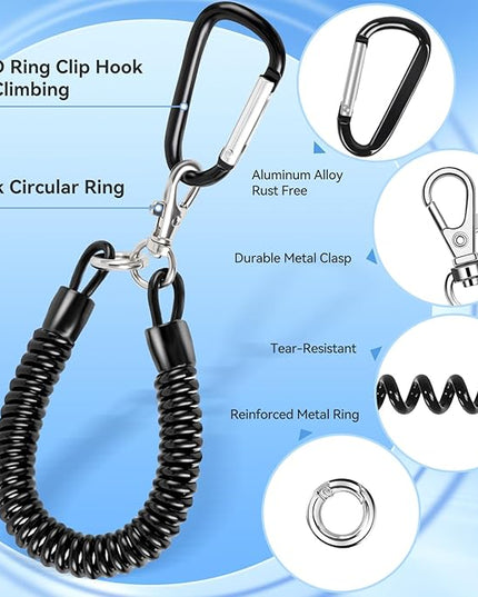 SHANSHUI Phone Tether Lanyard, Strong Spring Rope Climbing Hook, 4x Phone Tether Tabs Free Your Hand Stylish Phone Chain Strap for All Smartphones - 2PCS Black White