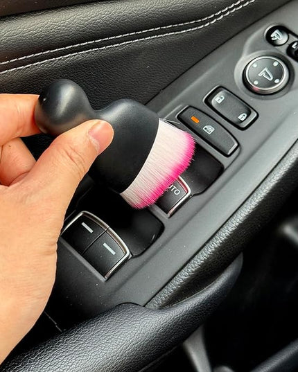 Car Detailing Brush, Soft Bristle Cleaning Brush, Scratch-Free Auto Duster Tool for Dashboard, Air Vents, Leather & Interior Cleaning (Black&Rose)