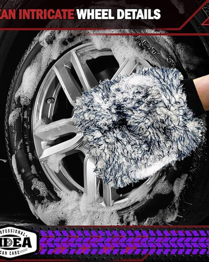 AIDEA Car Wash Mitt Microfiber, 1PK Scratch Free Lint-Free, Wheel Cleaner Mitts, Extra Plush Premium Microfiber Mitt Car Wash Brush, Regular Size 7.12''X10.14''