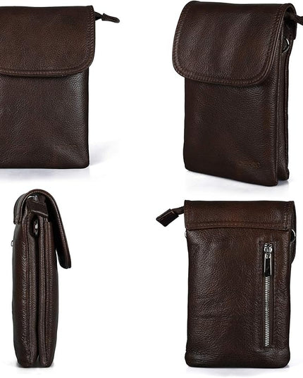 befen Genuine Leather Small Crossbody Bags for Women Cell Phone Bag Cross Body Purses,Silver Zipper