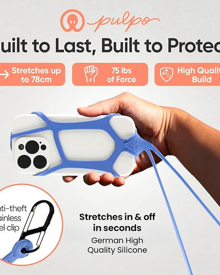 Pulpo Safety Cell Phone Lanyard Lavender Fits Smartphones 6.1" to 6.8” - Anti Theft Phone Strap for Men & Women, Lanyards for Phones, Hiking Phone Holder & Cellphone Lanyard, Silicone Crossbody Straps