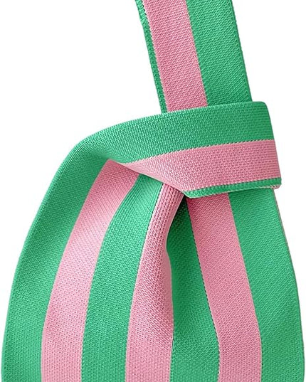 Women's Wrist Knot Tote Bag Small Crochet Wristlet Handbag Aesthetic Cute Knit Purse (Very Small Size)