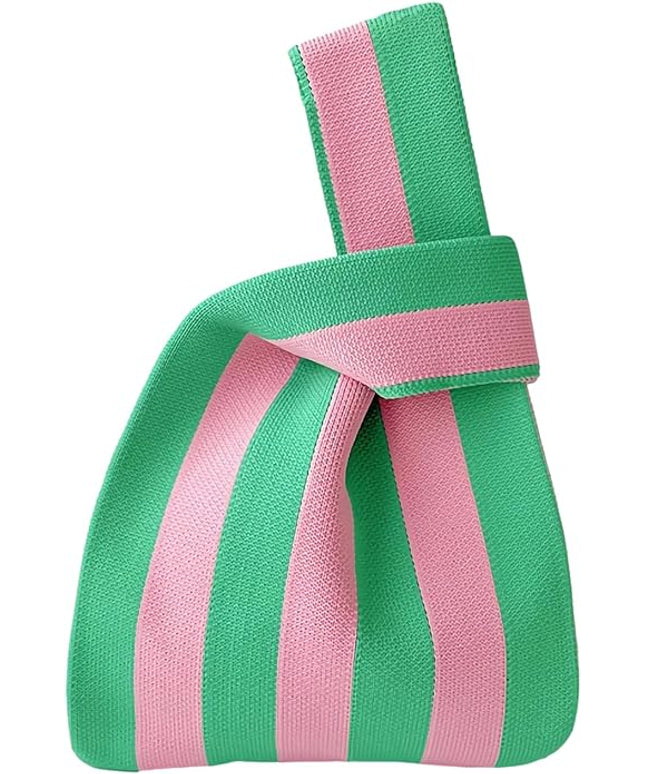 Women's Wrist Knot Tote Bag Small Crochet Wristlet Handbag Aesthetic Cute Knit Purse (Very Small Size)