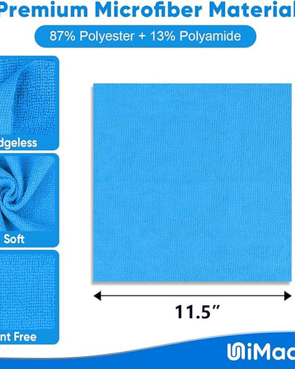 Shop Towels Rags, 50 Pack Reusable Shop Rags Bulk Microfiber Cleaning Cloth Lint Free Cleaning Towels for Car Kitchen Automotive Bar Mechanic Restaurant Garage, 11.5"x 11.5", Blue