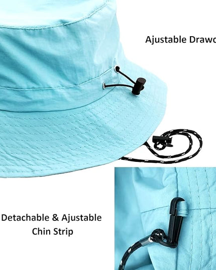 woogwin Waterproof Bucket Rain Hat with Chin Strap Quick Dry Packable Boonie Sun Hat Safari Hat UV Protection