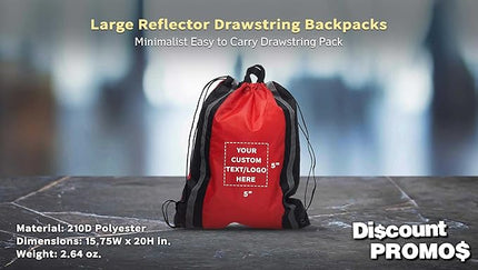 DISCOUNT PROMOS Custom Classic Polyester Drawstring Backpack Set of 10/50/100, Personalized Bulk Pack - Great for Travelling, Gym and for Everyday Use - Red