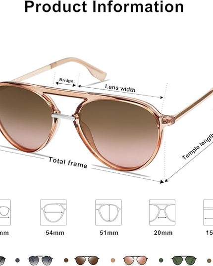 SOJOS Retro Aviator Polarized Sunglasses for Women Men Double Bridge Ladies Shades