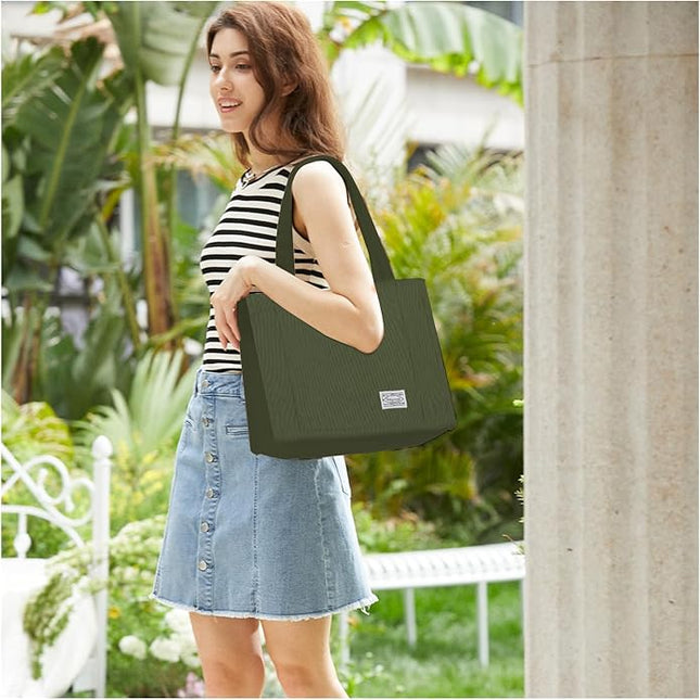 Valleycomfy Corduroy Tote Bag for Women Travel Crossbody Bag Purse Women Shoulder Bags Work Handbags Everyday Hobo Bag