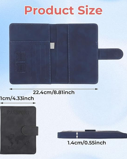 2 Pack Passport Holder for Travel, Passport Wallet Cover Case Waterproof RFID Blocking Passport Holder with Pen Holder Travel Essential, Passport Book Holders for Women and Men(B)