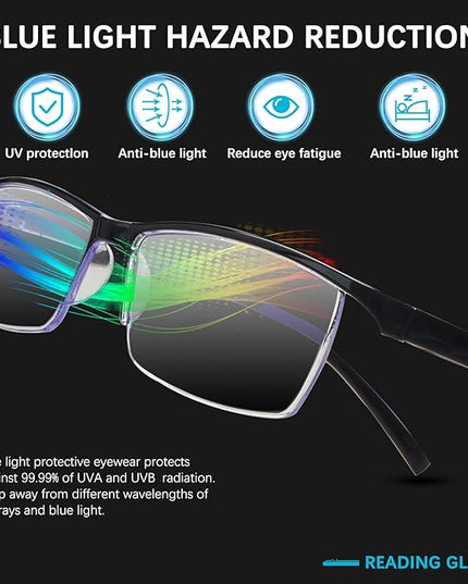 NORPERWIS Reading Glasses Men 3 pack Blue Light Blocking Readers Mens Spring Hinge Comfortable Glasses