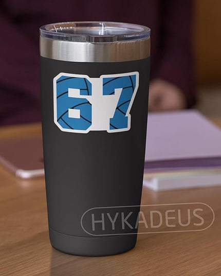 (3 Pcs) Blue Volleyball 67 Six Seven Sticker Funny Gen Alpha Meme Stickers – 67 Gifts for Coaches, Players, Waterproof Vinyl Decals for Water Bottle, Tumbler, Laptop, Phone Case, 3" x 2.1"