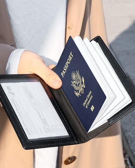 TIGARI Passport Holder for Travel Women Men, Valentines Day Gifts PU Leather Wallet Cover Case Sleeve, Waterproof Protected Document Organizer, Vacation Plane Cruise Travel Essentials