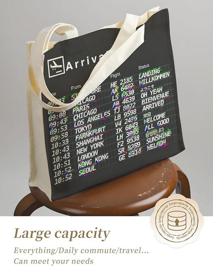 AUSVKAI Canvas Tote Bag Aesthetic for Women, Cute Reusable Bags with Pockets & Snaps for Beach Shopping College Gym Grocery