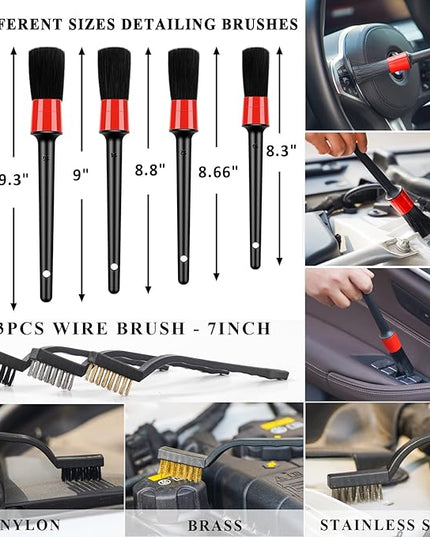 AUTODECO 35Pcs Car Wash Detailing Kit Cleaning Kits with Foam Gun Sprayer Collapsible Bucket Brush Large Wash Mitt Towels Complete Interior Exterior Car Washing Supply Set Black