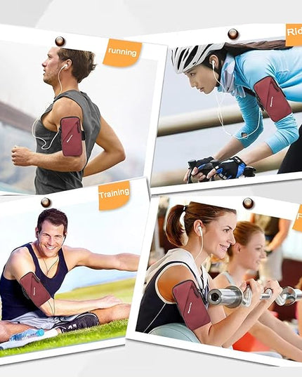 Cell Phone Holder, Small Crossbody Shoulder Holsters Bag with Arm Band, Fits iPhone and Android, Use for Running, Walking, Hiking & Biking (6.7 Inches, Red)