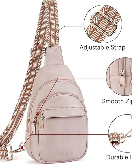 BOSTANTEN Small Sling Bag for Women Leather Crossbody Bags Fanny Pack Chest Bag for Travel