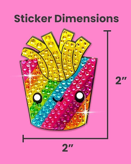 StickerBeans® Rhinestone Stickers – Rainbow Foodie 4-Pack, 2” x 2” Unique Sparkly Cut-to-Shape for Collecting, Trading, Decorating Laptops, Phone Cases, Scrapbooks, Kids, Teens, & Adults