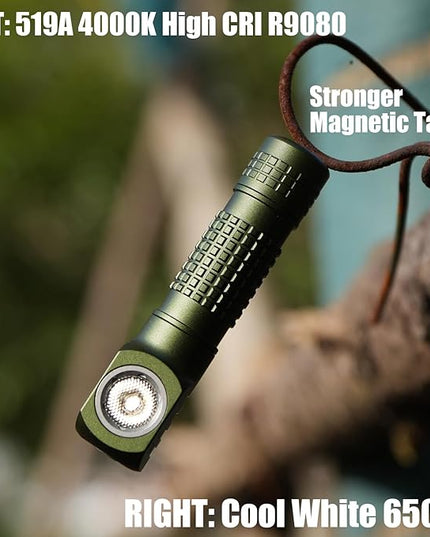 Manker E02 III Everyday-Carry Flashlight, USB-C Rechargeable 10440 / AAA Flashlight, Pocket EDC Flashlight with Magnetic Tail, Reversible Clip (560 Lumens 6500K Cool White, Orange)