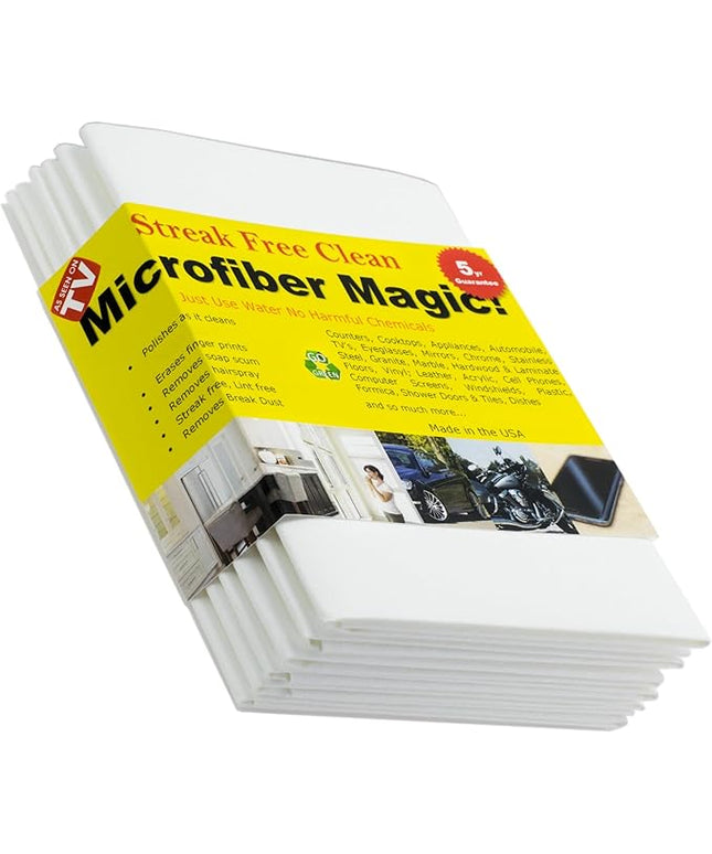 Microfiber Magic Streak Free Cleaning Cloth 6 Pack Clean Any Surface With Just Water Eco Friendly Environmentally Safe Perfect for Window, Mirror, Kitchen, Counters, Appliances, Car, Cycle, TV Screen