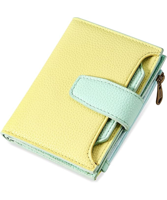 Airkit Small Wallet Women RFID Blocking Soft Leather Bifold Compact Card Holder Wallet for Women with Zipper Coin Pocket 4 ID Window