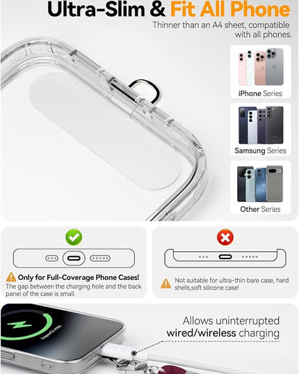 4-IN-1 Phone Lanyard + Wrist Strap, 2PCS Adjustable Length Cell Phone Lanyard with 2 Tether Tabs for iPhone,Smartphones