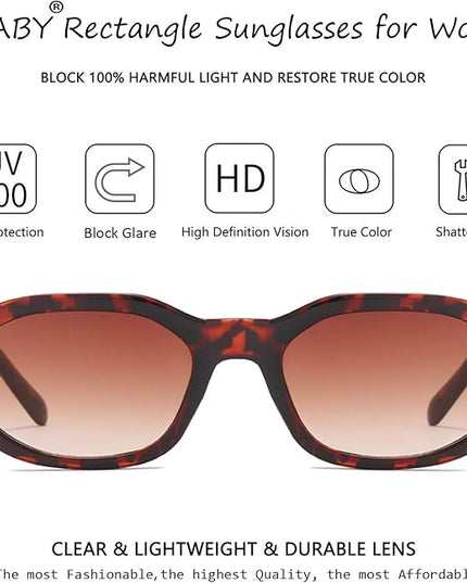 BUTABY Rectangle Sunglasses for Women Retro Driving Glasses 90’s Vintage Fashion Irregular Frame UV400 Protection
