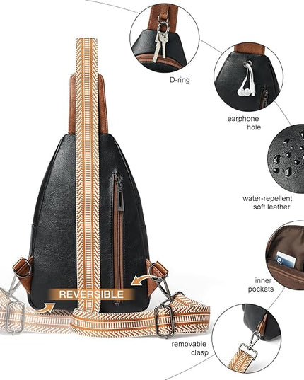 7L Sling Bag For Women Men Backpack Fanny Pack Crossbody Chest Travel Shoulder Belt Bags Purse Handbag PU Leather