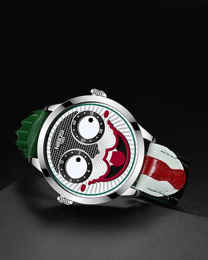 NIBOSI Watches for Men Analog Quartz Clown Dial Wrist Watches Unique Weird Fashion Cool Watch Waterproof Leather Strap Men's Watches