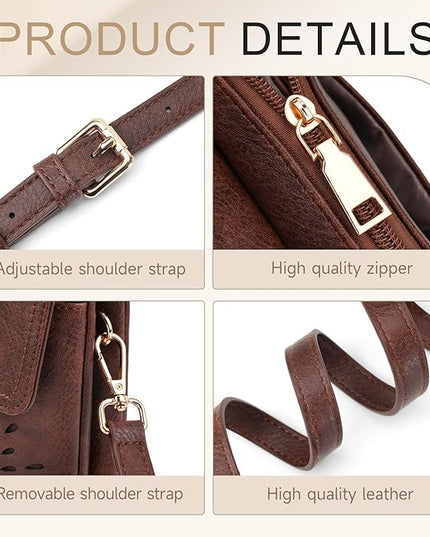 APHISON Small Crossbody Bags for Women Trendy, Leather Phone Wallet Purses Handbags Card Slots with Adjustable Strap