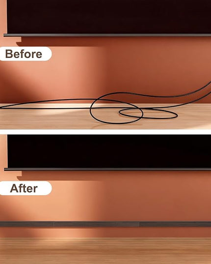 Yecaye Cord Hider, 113in Medium Cord Covers for Wires on Wall, Cord Organizer for 2-3 Wires, Easy Install Cable Management Kit, TV Cable Hider for Home Office, W0.95in H0.55in, Darkwood