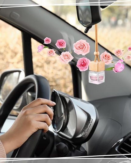 Rtteri 50 Pcs Car Air Fresheners Diffuser for Essential Oil Empty Hanging Bottle Glass Bottles Refillable Perfume Pendant Aromatherapy Fragrance Ornament Decor(Square Style)