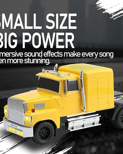 American Truck Bluetooth Speaker with HD Sound, TWS Pairing, LED Party Light, Operation Panel, Built-in Mic, Portable Car Model Speaker for Parties, Beach, Outdoor Activities (Yellow)