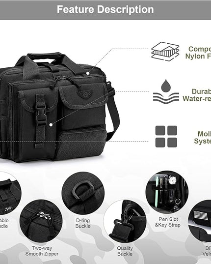 Stypos Tactical Messenger Bag,14inch/15.6inch/17.3inch Briefcase for Man Military Laptop Bag, Flight Work Bags for Pilots