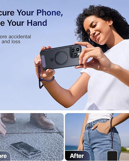 Dadanism Phone Wrist Strap, Universal Adjustable Hand Wrist Strap Lanyard for iPhone 17 and Most Smartphones, Multifunctional Patch Lanyard with Phone Tether Tab for Women and Men, Dark Purple