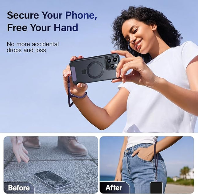 Dadanism Phone Wrist Strap, Universal Adjustable Hand Wrist Strap Lanyard for iPhone 17 and Most Smartphones, Multifunctional Patch Lanyard with Phone Tether Tab for Women and Men, Dark Purple