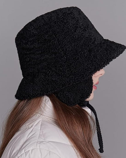 New SKADI Fleece Earmuff Bucket Hat for Winter Warm Ear Protection | Soft Cozy Fleece Bucket Hat for Women & Men