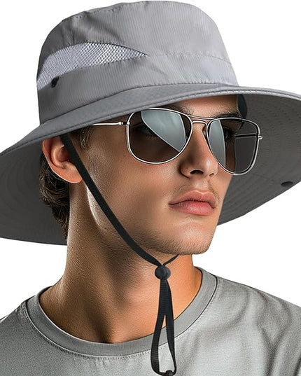 NPQQUAN Sun Hats for Men Women with Neck Flap UPF 50+ UV Protection Wide Brim Bucket Hat Safari Hiking Fishing Hats