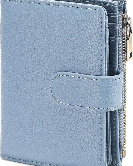 GAEKEAO Small Wallets for Women Leather RFID Blocking Bifold Zipper Pocket Wallet Card Case Purse with ID Window