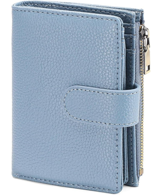 GAEKEAO Small Wallets for Women Leather RFID Blocking Bifold Zipper Pocket Wallet Card Case Purse with ID Window