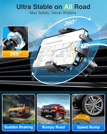 [2026 True Military-Grade] Car Phone Holder VANMASS [Upgraded Strongest Suction & Clip] Cell Phone Mount for Dashboard Windshield Vent Wall,Truck Cradle Stand for iPhone 17 Pro Max 16 15 14 13 Android