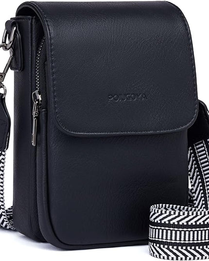 POIUGOYA Small Crossbody Bags for Women Trendy,Leather Triple Compartment Cell Phone Crossbody Wallet Purses with Card Slots