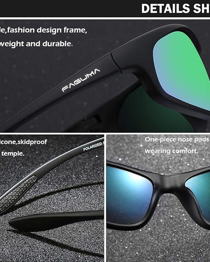 FAGUMA Polarized Sports Sunglasses For Men Cycling Driving Fishing UV400 Protection