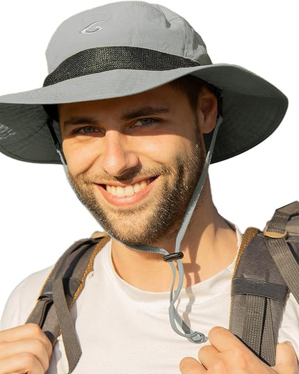 Oversized XL XXL Waterproof Sun Hat for Big Heads Mesh Bucket Hat Wide Brim Adjustable Packable Hiking Beach Fishing