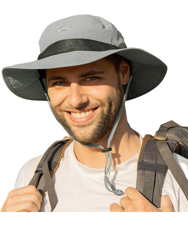 Oversized XL XXL Waterproof Sun Hat for Big Heads Mesh Bucket Hat Wide Brim Adjustable Packable Hiking Beach Fishing